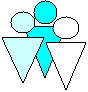 Logo of 3 people meeting